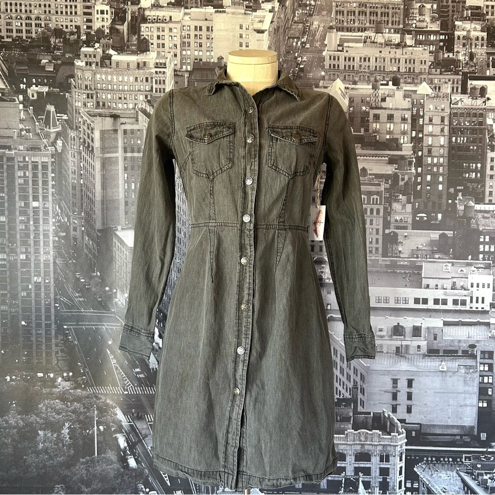 NWT Jessica Simpson Gray Denim Shirt Dress